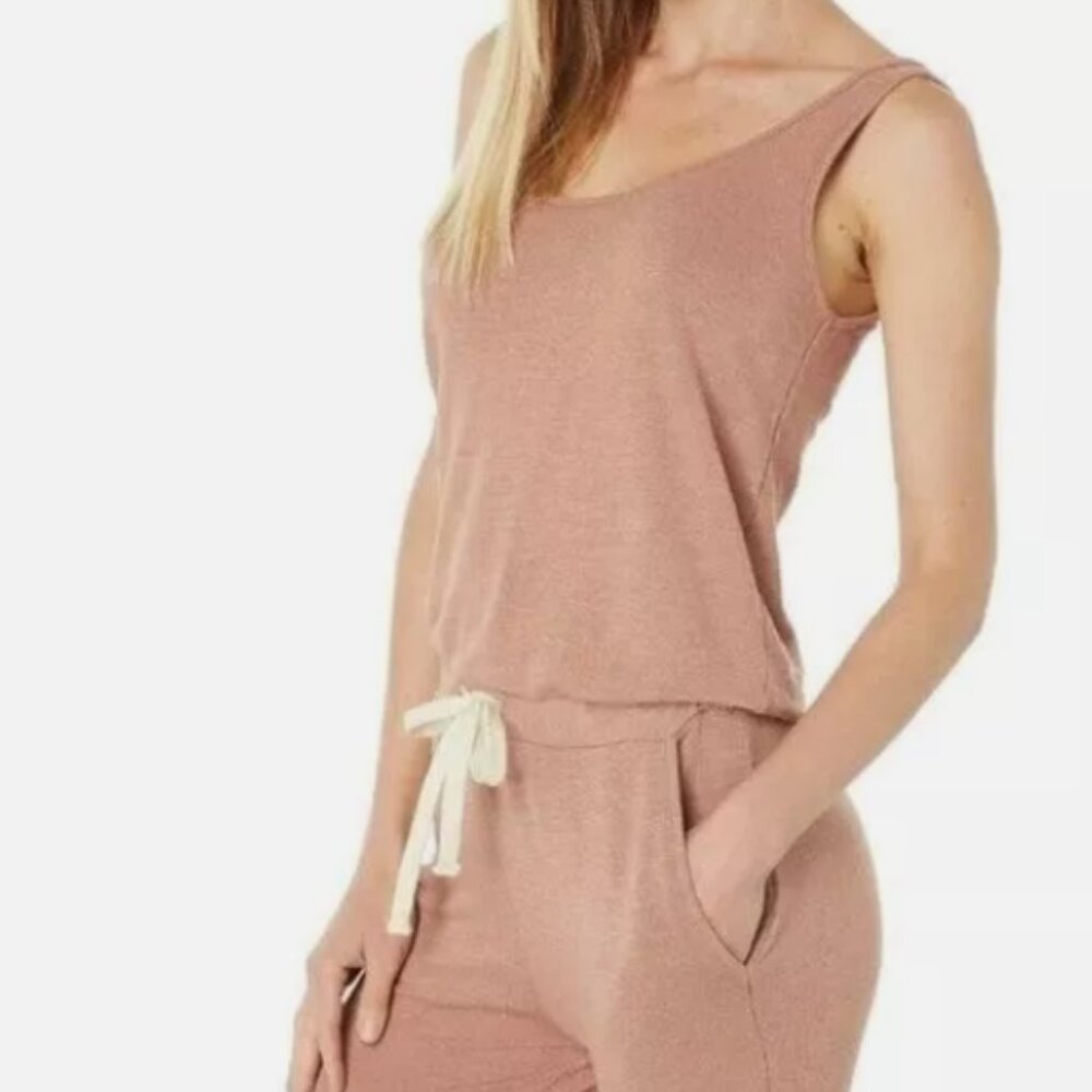 MONROW Tank Jumper Romper Jumpsuit Stretchy Comfy Soft Desert Rose BOHO Sz M